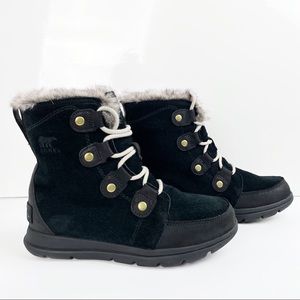 Sorel Explorer Joan Suede Black Winter Boots